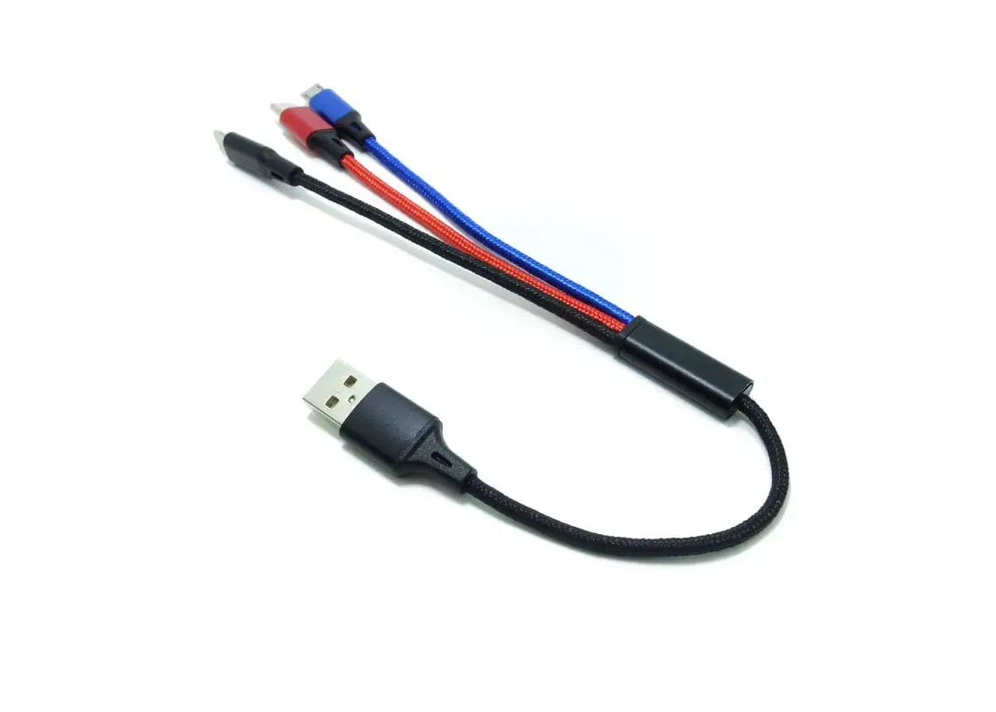 Multi USB Cables (30cm, 3 In 1 Micro USB Type C Charger Cable)